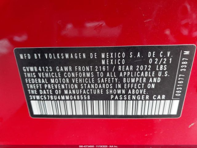 2021 VOLKSWAGEN JETTA 3VWC57BU4MM048558 Photo 8