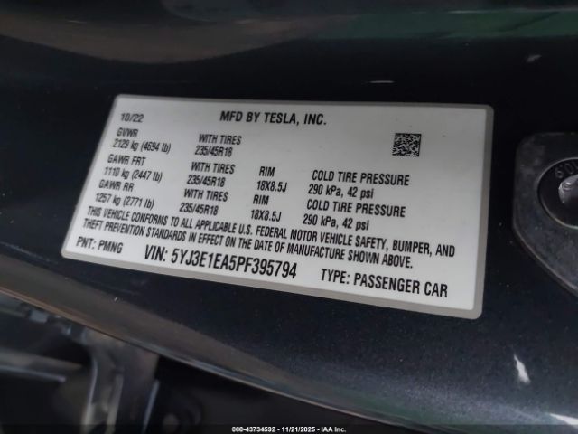 2023 TESLA MODEL 3 5YJ3E1EA5PF395794 Photo 8