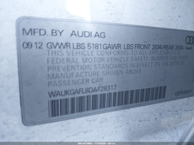 2013 AUDI S4 WAUKGAFL8DA128317 Photo 8