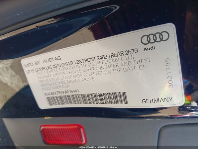 2019 AUDI A5 WAUENCF5XKA075441 Photo 8