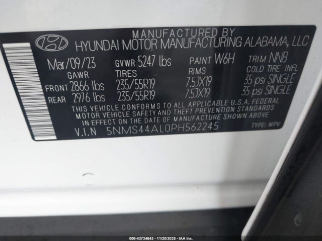 2023 HYUNDAI SANTA FE 5NMS44AL0PH562245 Photo 8