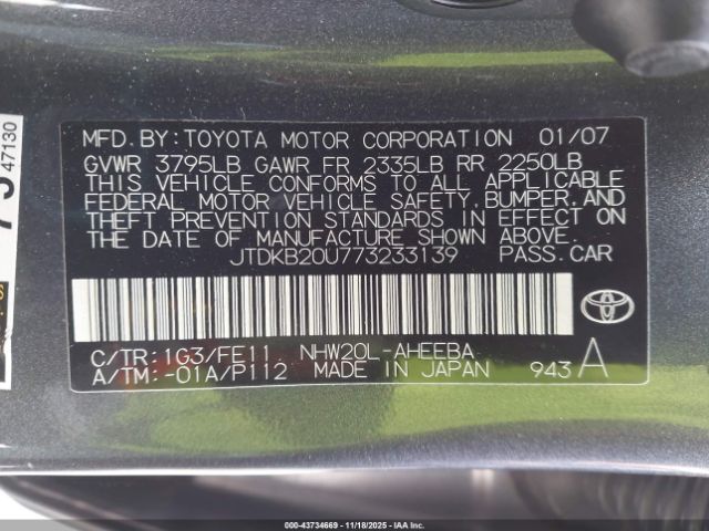 2007 TOYOTA PRIUS JTDKB20U773233139 Photo 8