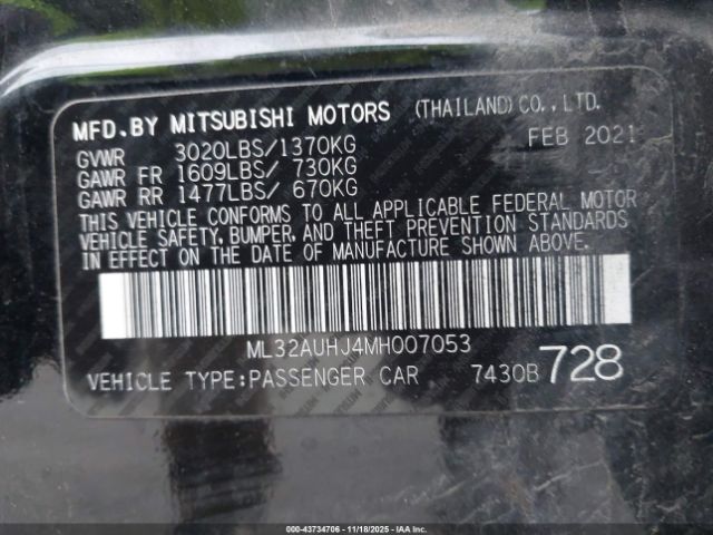 2021 MITSUBISHI MIRAGE ML32AUHJ4MH007053 Photo 8