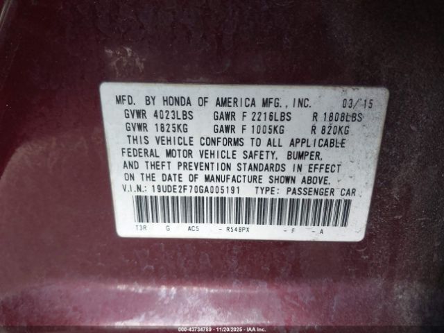 2016 ACURA ILX 19UDE2F70GA005191 Photo 8