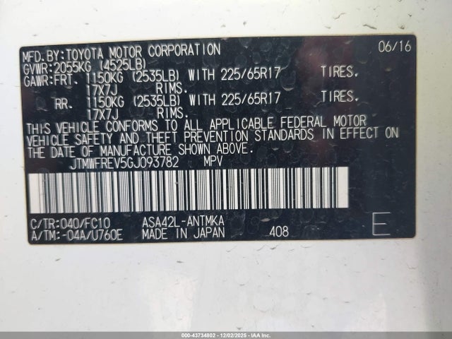 Toyota Rav4 Xle 2016 JTMWFREV5GJ093782 Image 9
