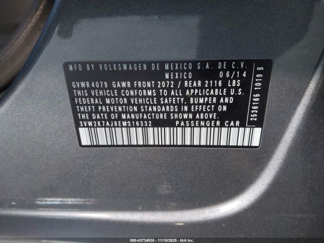 2014 VOLKSWAGEN JETTA 3VW2K7AJ8EM316332 Photo 8