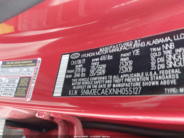 2022 HYUNDAI TUCSON 5NMJECAEXNH055127 Photo 8