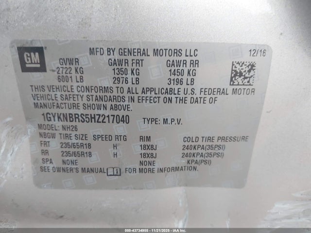 2017 CADILLAC XT5 1GYKNBRS5HZ217040 Photo 8