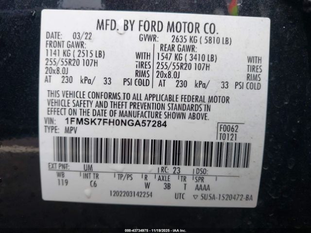 2022 FORD EXPLORER 1FMSK7FH0NGA57284 Photo 8