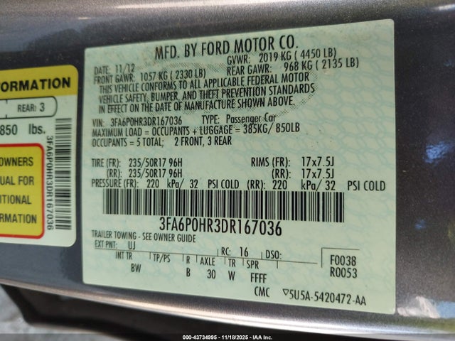 2013 FORD FUSION 3FA6P0HR3DR167036 Photo 8