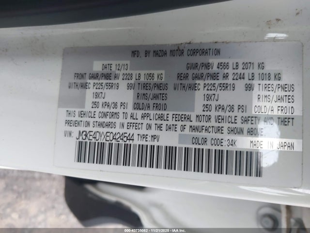 43735082 :رقم المزاد ، JM3KE4DYXE0424544 vin ، 2014 Mazda Cx-5 Grand Touring مزاد بيع