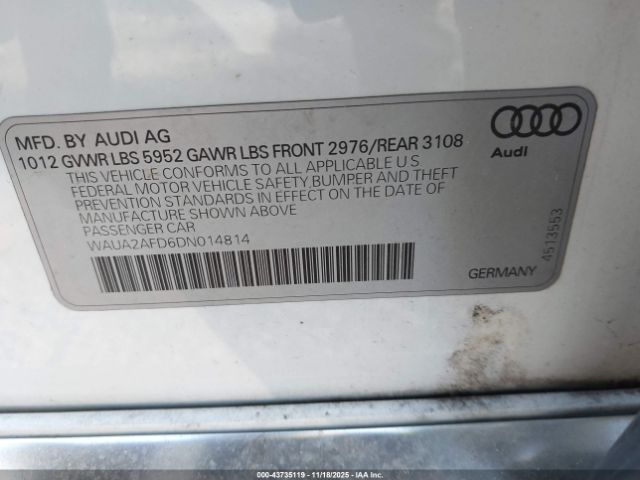 2013 AUDI A8 WAUA2AFD6DN014814 Photo 8