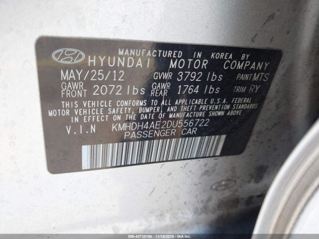 2013 HYUNDAI ELANTRA KMHDH4AE2DU556722 Photo 8