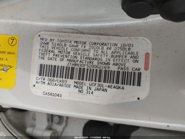 2002 LEXUS LS 430 JTHBN30F520062169 Photo 8