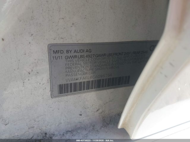 2012 AUDI A4 WAUKFAFL4CA095754 Photo 8