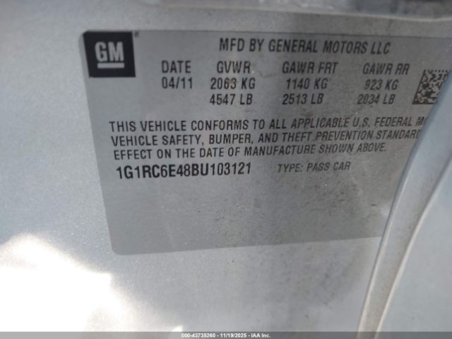2011 CHEVROLET VOLT 1G1RC6E48BU103121 Photo 8