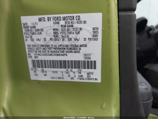 2012 FORD ESCAPE 1FMCU0DG9CKB63470 Photo 8