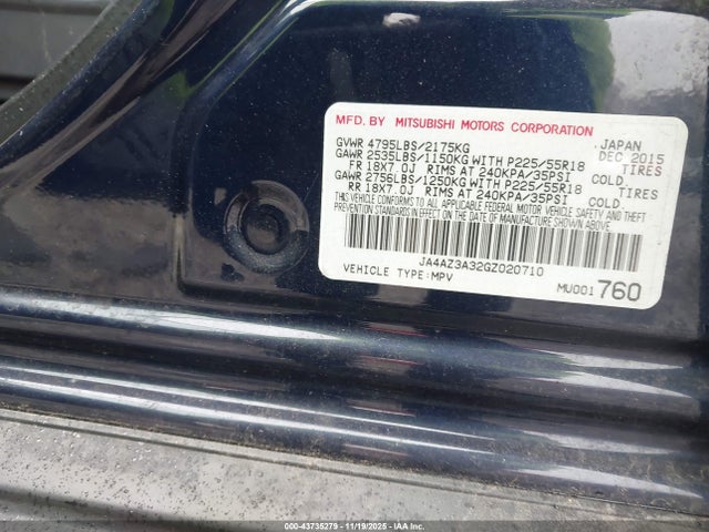 2016 MITSUBISHI OUTLANDER JA4AZ3A32GZ020710 Photo 8