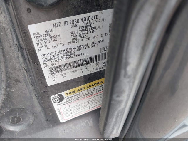 1FMJK1JT6GEF15221 Ford Expedition El Xlt
