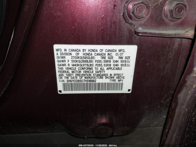 2007 ACURA MDX 2HNYD28507H516992 Photo 8