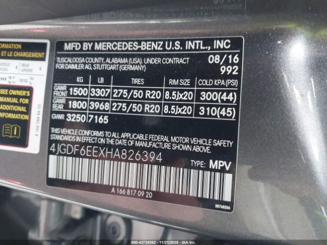 2017 MERCEDES-BENZ GLS 450 4JGDF6EEXHA826394 Photo 8