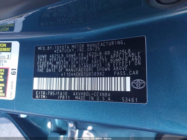 Toyota CAMRY LE 2026 4T1DAACK6TU658982 Image 9