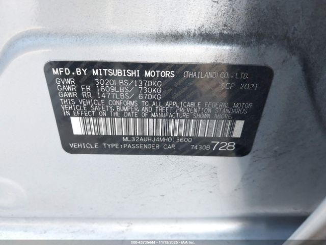 2021 MITSUBISHI MIRAGE ML32AUHJ4MH013600 Photo 8