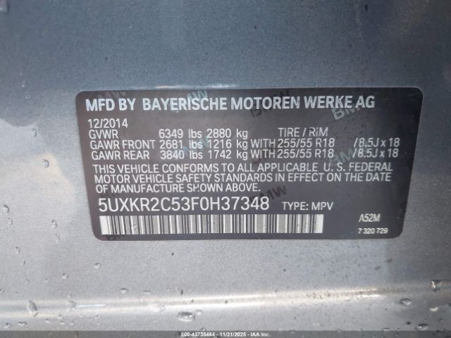 2015 BMW X5 5UXKR2C53F0H37348 Photo 8