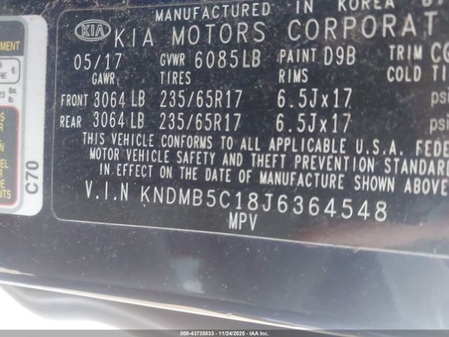 2018 KIA SEDONA KNDMB5C18J6364548 Photo 8