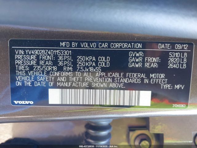 2013 VOLVO XC70 YV4902BZ4D1153301 Photo 8