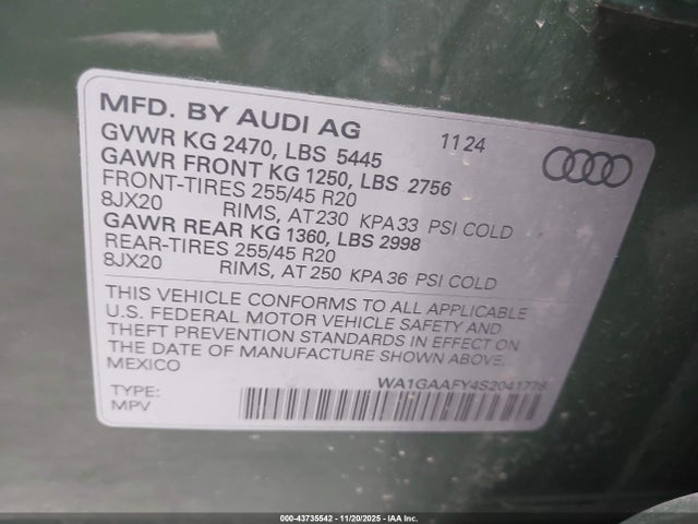 2025 AUDI Q5 WA1GAAFY4S2041778 Photo 8