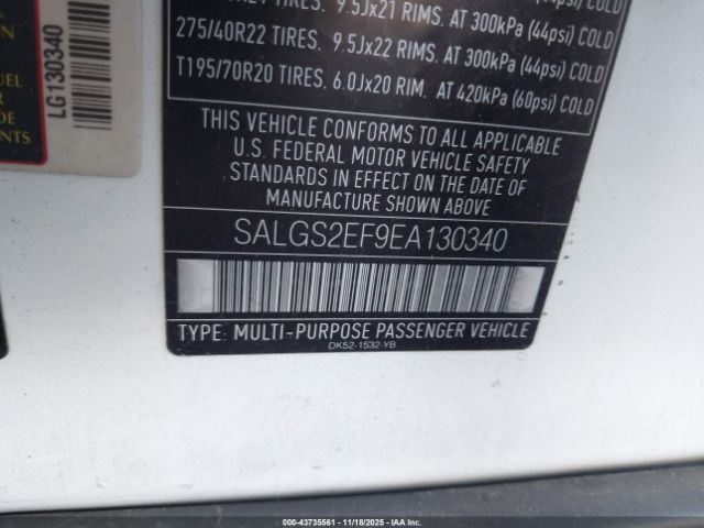 2014 LAND ROVER RANGE ROVER SALGS2EF9EA130340 Photo 8