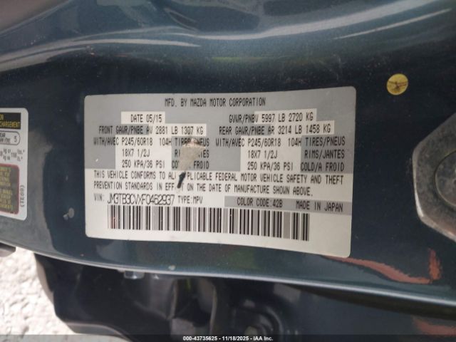 2015 MAZDA CX-9 JM3TB3CVXF0462937 Photo 8