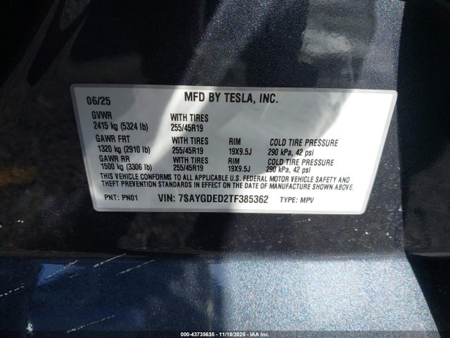 2026 TESLA MODEL Y 7SAYGDED2TF385362 Photo 8