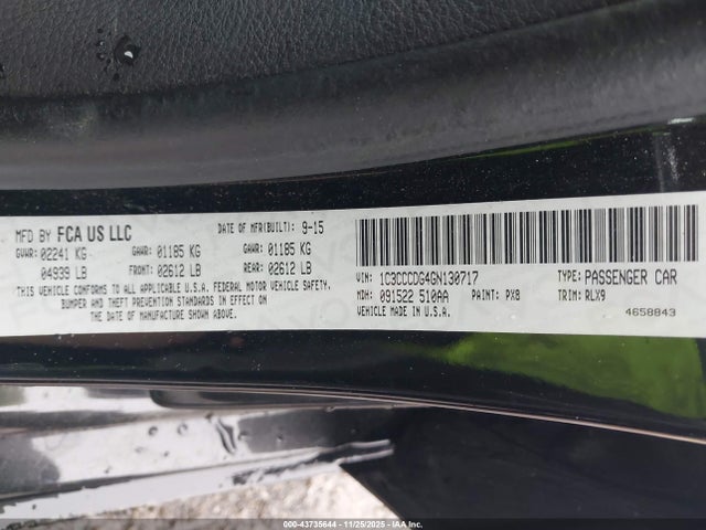 2016 Chrysler 200 S მანქანა იყიდება აუქციონზე, vin: 1C3CCCDG4GN130717, აუქციონის ნომერი: 43735644