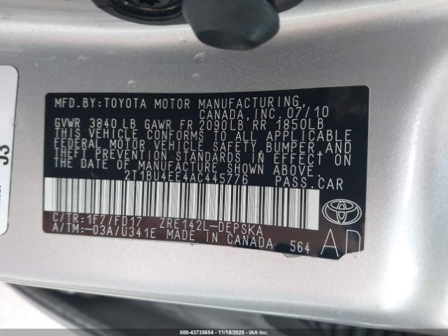 2010 TOYOTA COROLLA 2T1BU4EE4AC445776 Photo 8