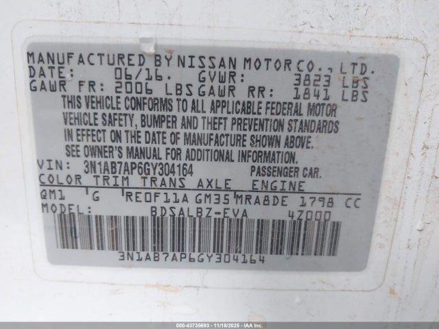 Nissan SENTRA S 2016 3N1AB7AP6GY304164 Image 9