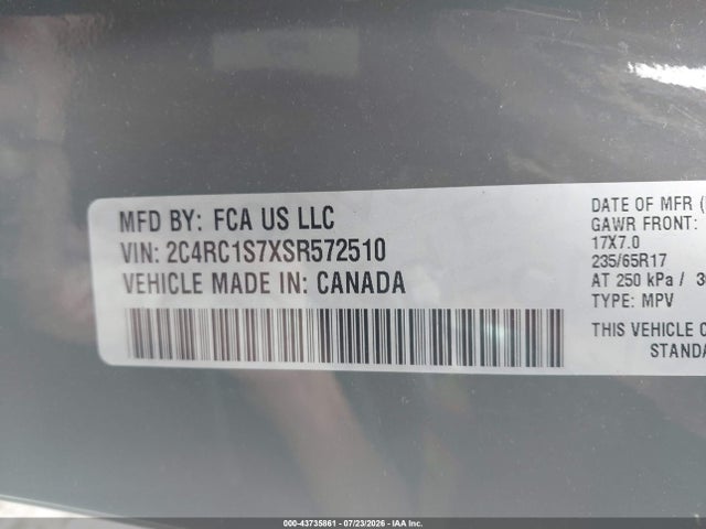 Aukcja sprzedaży 2025 Chrysler Pacifica Hybrid Select, vin: 2C4RC1S7XSR572510, numer aukcji: 43735861