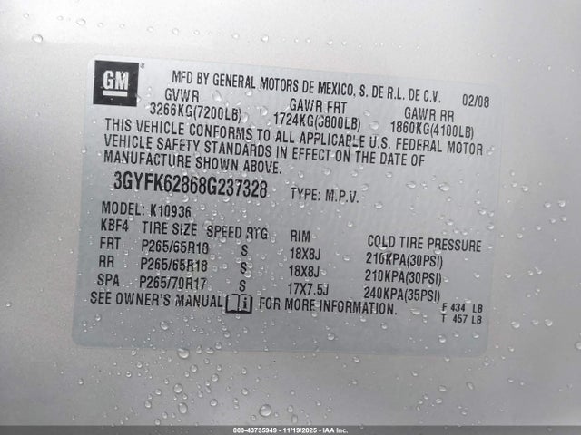 2008 CADILLAC ESCALADE EXT 3GYFK62868G237328 Photo 8