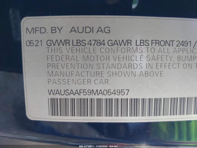 2021 AUDI A5 WAUSAAF59MA054957 Photo 8