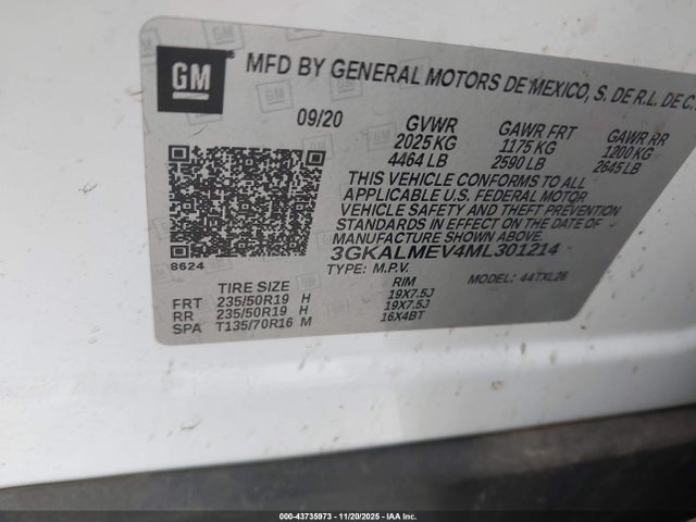 Aukcja sprzedaży 2021 Gmc Terrain Fwd Sle, vin: 3GKALMEV4ML301214, numer aukcji: 43735973