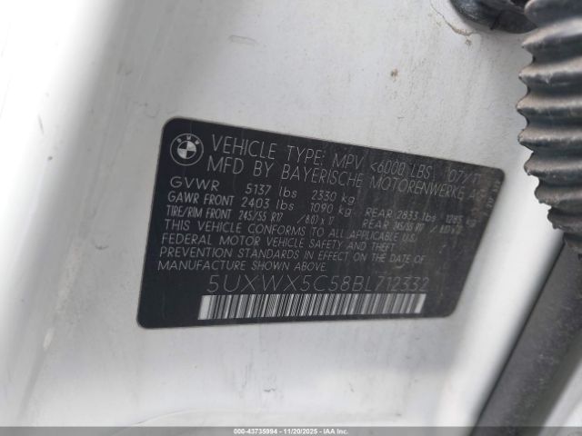 2011 BMW X3 5UXWX5C58BL712332 Photo 8