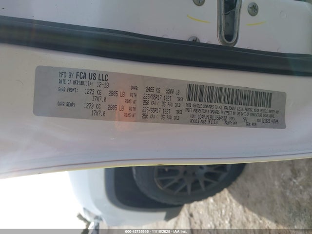 Продажа на аукционе авто 2020 Jeep Cherokee Latitude Plus 4x4, vin: 1C4PJMLB1LD584552, номер лота: 43735995