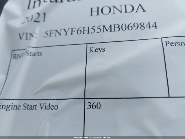 Honda Pilot Awd Ex-l 2021 5FNYF6H55MB069844 Image 9