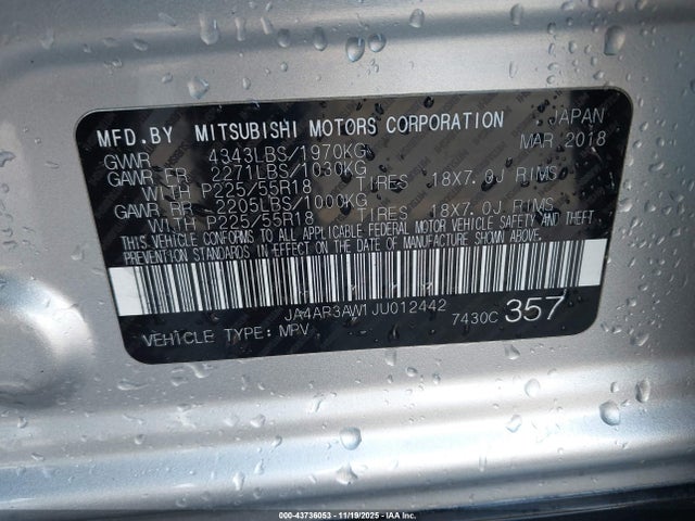 2018 MITSUBISHI OUTLANDER SPORT JA4AP3AW1JU012442 Photo 8