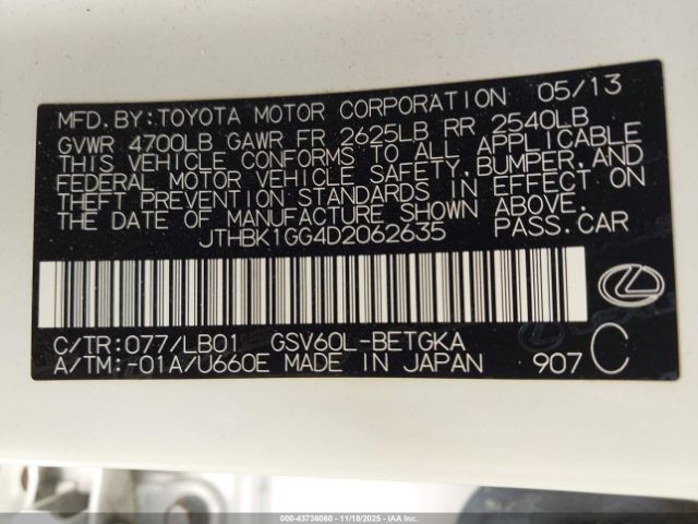 2013 LEXUS ES 350 JTHBK1GG4D2062635 Photo 8