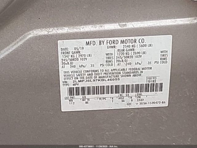 2019 LINCOLN NAUTILUS 2LMPJ6L97KBL46055 Photo 8