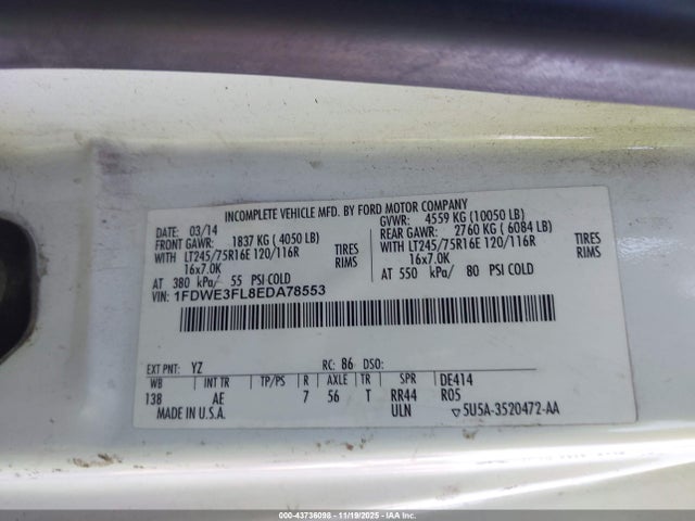 Ford E-350 Cutaway 2014 1FDWE3FL8EDA78553 Image 9
