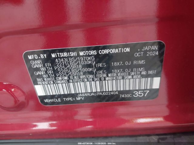 2024 MITSUBISHI OUTLANDER SPORT JA4ARUAU7RU022404 Photo 8
