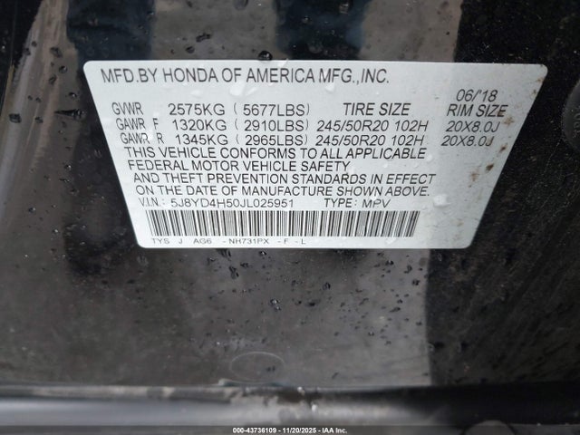 2018 ACURA MDX 5J8YD4H50JL025951 Photo 8
